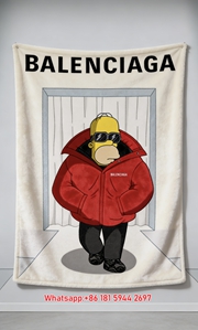 Balenciaga Simpsons Flannel Sofa Throw Blanket Luxury Brand Cover BA005